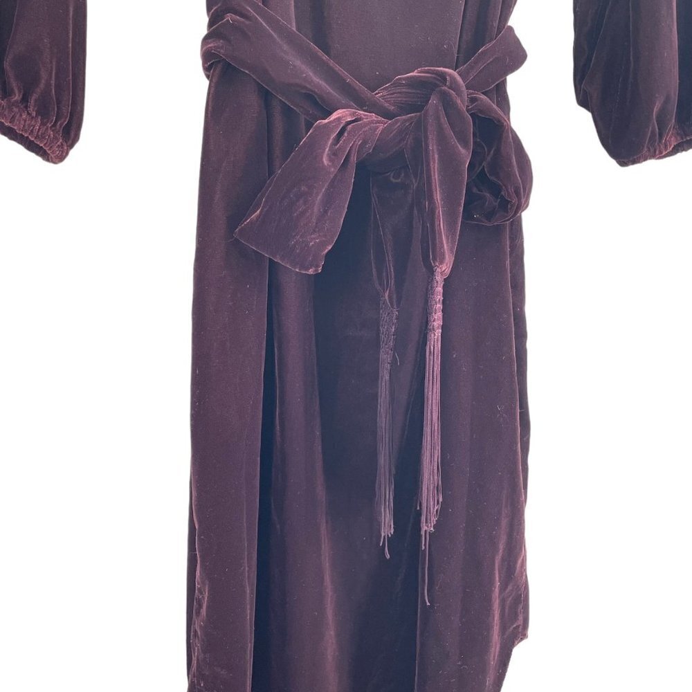 NWOT Lauren Ralph Lauren Purple Velvet Long Sleeve Belted Dress Womens Size 2 - Picture 2 of 10